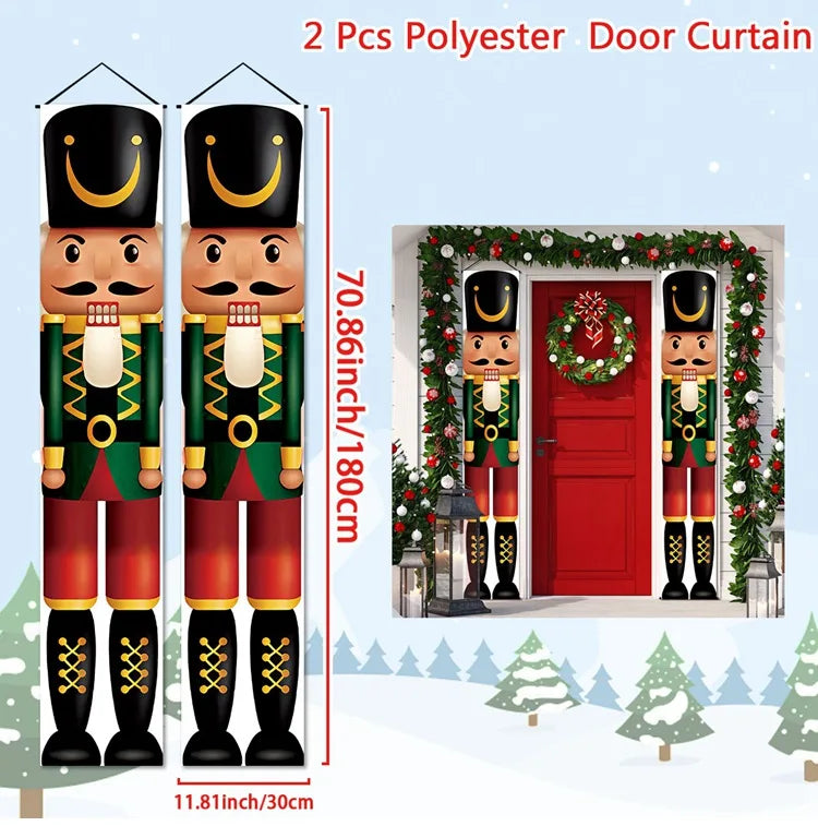 Christmas Hanging Door Banner with Nutcracker Design for Festive Holiday Decor