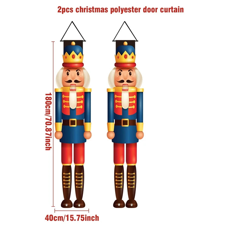 Christmas Hanging Door Banner featuring two nutcracker soldiers design made from durable polyester