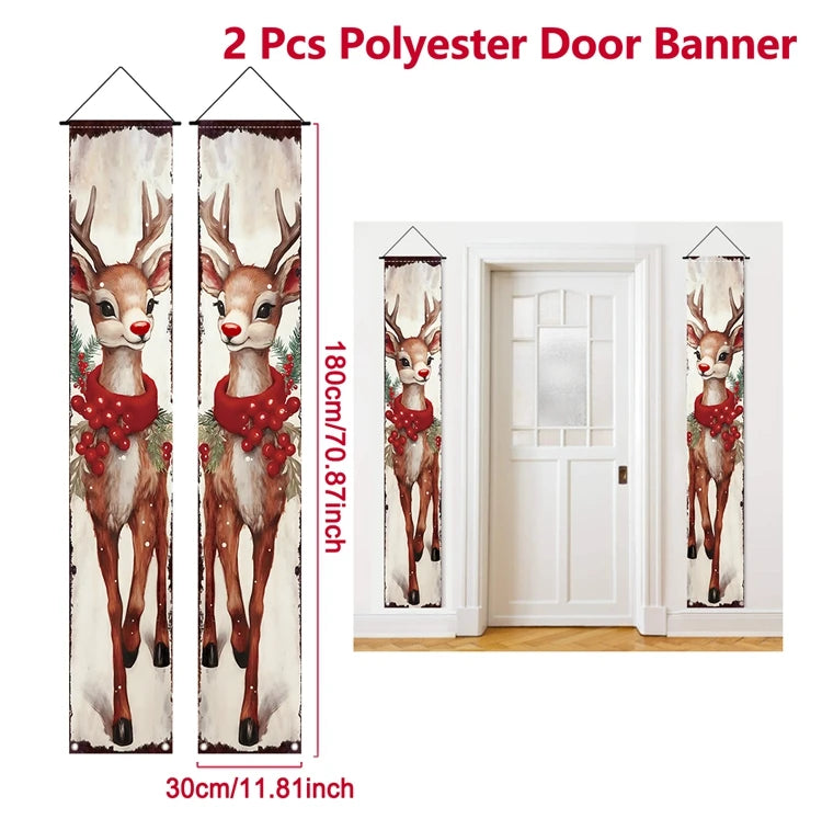 Christmas Hanging Door Banner featuring festive reindeer design, perfect for holiday decorations
