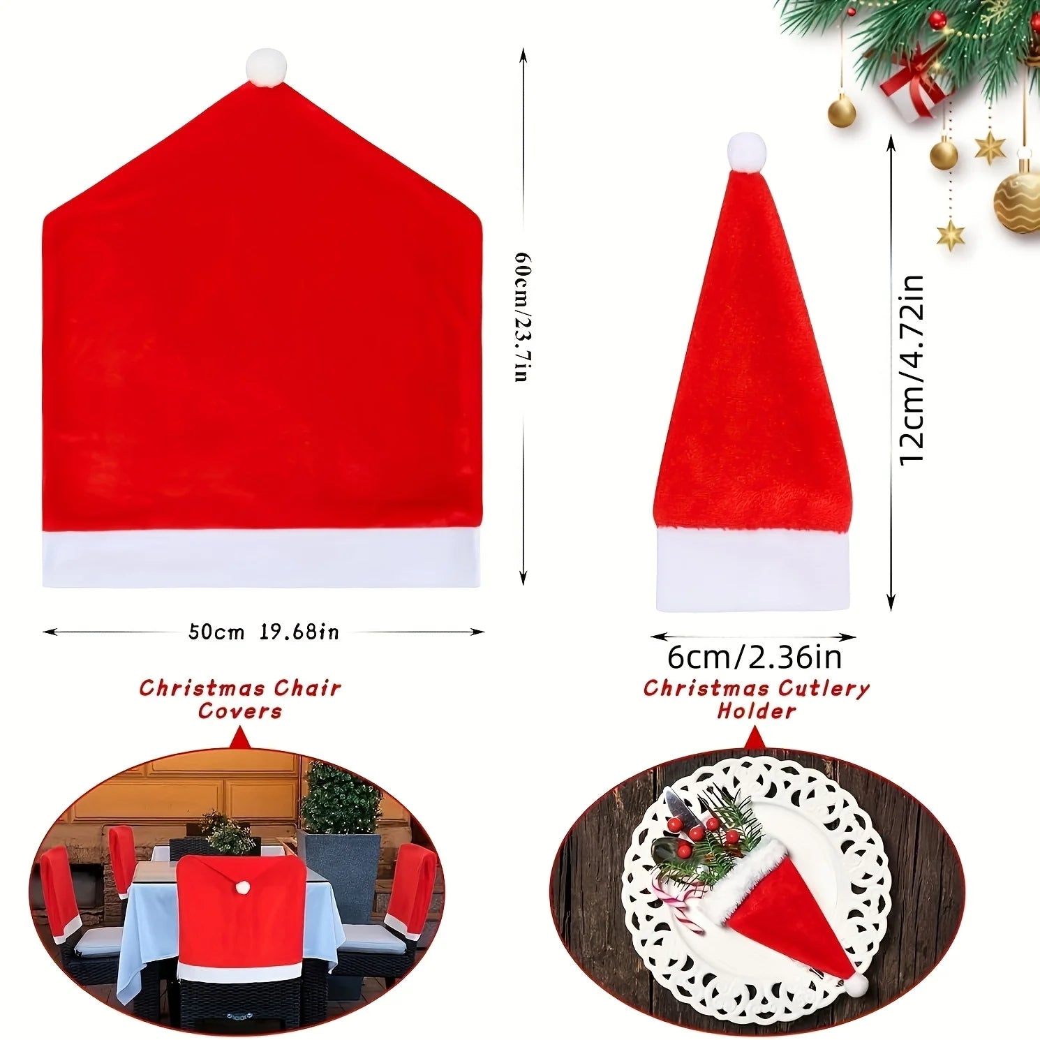 Red Christmas Hat Chair Covers designed to add festive cheer to dining chairs during the holiday season
