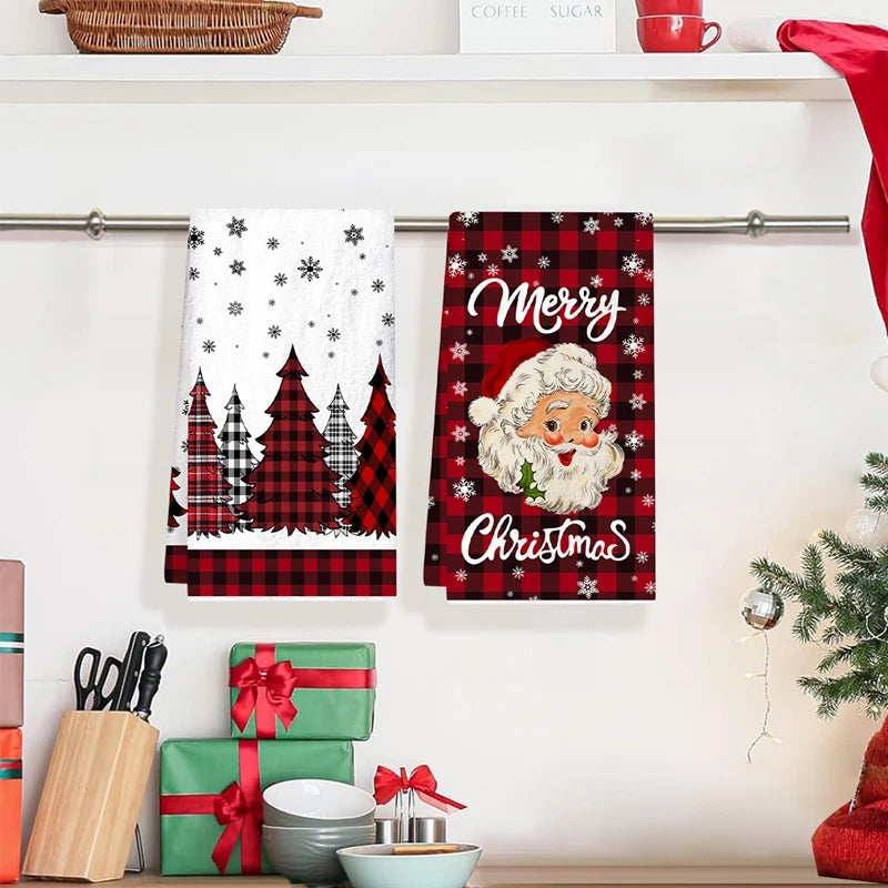 Christmas Kitchen Towels featuring Santa and festive designs perfect for holiday kitchens