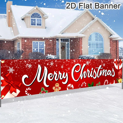 Christmas Outdoor Banner featuring Merry Christmas design with festive elements for holiday decorations
