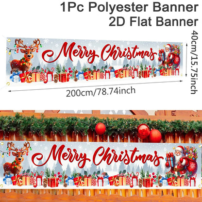 Nutshell Christmas Outdoor Banner featuring festive design with reindeer and gifts, perfect for holiday decorations