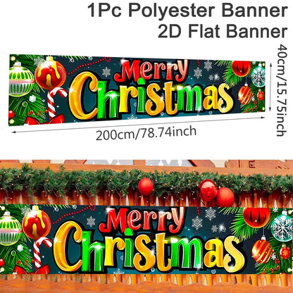 Nutshell Christmas Outdoor Banner in vibrant colors featuring Merry Christmas with festive decorations