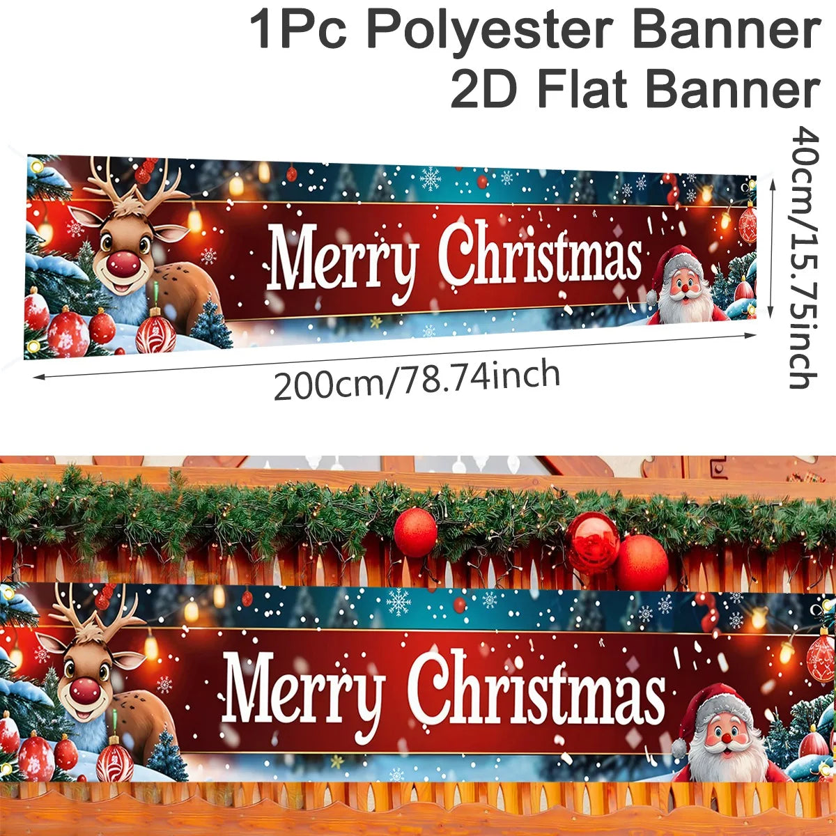 Christmas Outdoor Banner featuring festive design with Merry Christmas text and holiday decorations