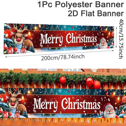 Christmas Outdoor Banner featuring festive design with Merry Christmas text and holiday decorations