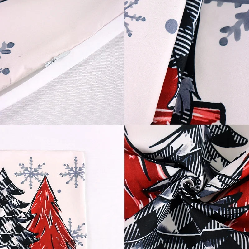 Nutshell Christmas Pillow Covers featuring festive designs with snowflakes and Christmas trees