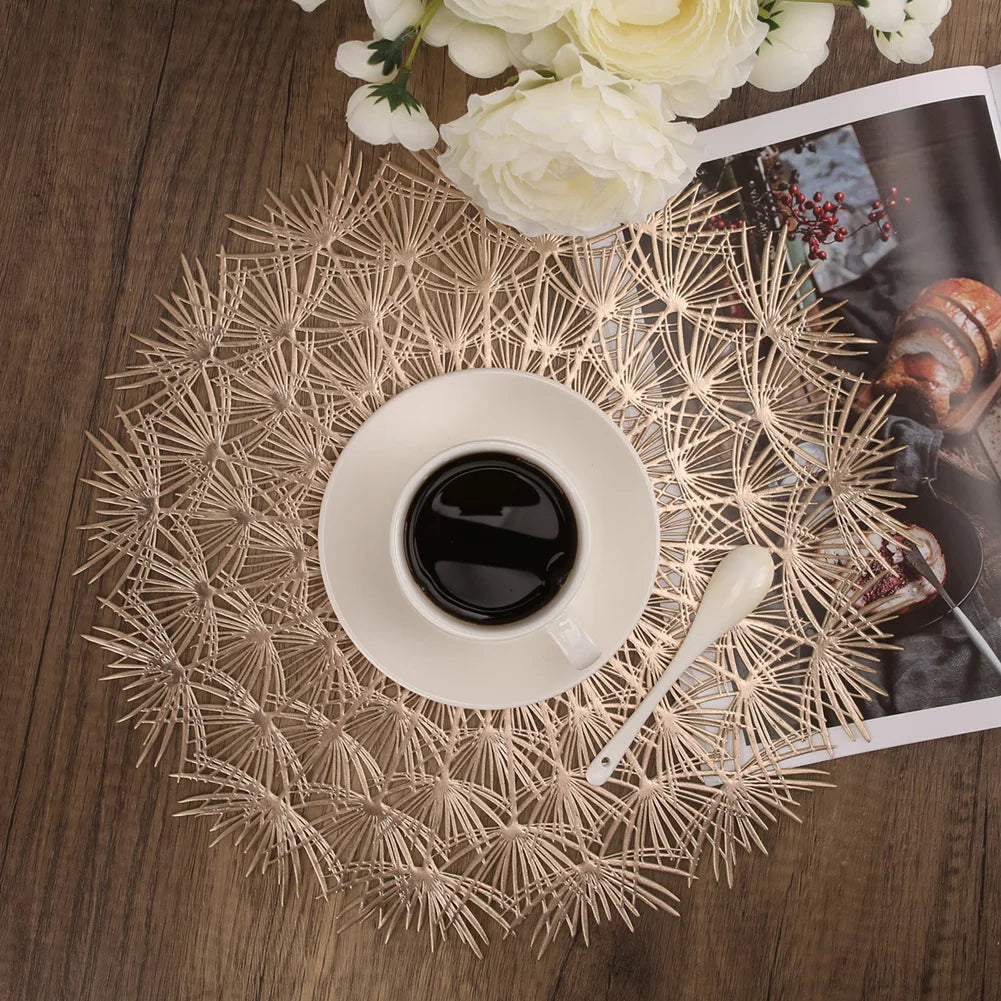 Elegant Nutshell Christmas placemats in gold, perfect for festive dining table settings