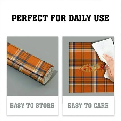 Nutshell Christmas Plaid Placemats in Orange with Easy Care and Storage Features