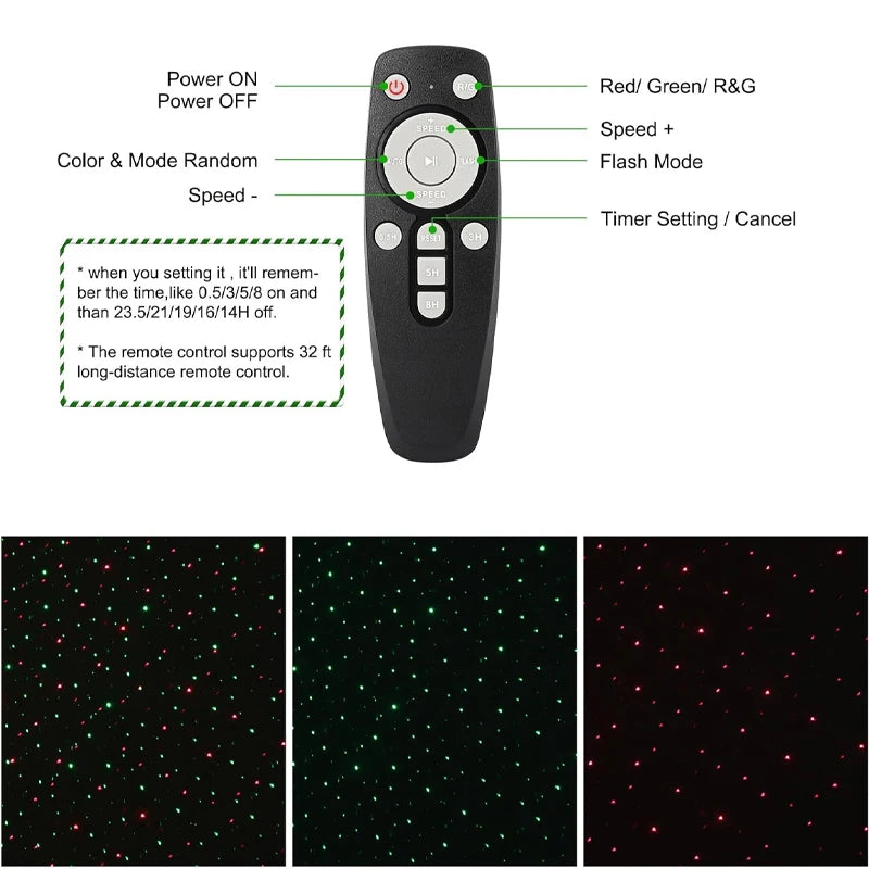 Nutshell Christmas Projector Lights Outdoor remote with timer and distance control features