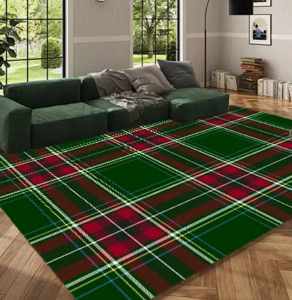 Nutshell Christmas rug featuring a classic tartan plaid design in red and green colors