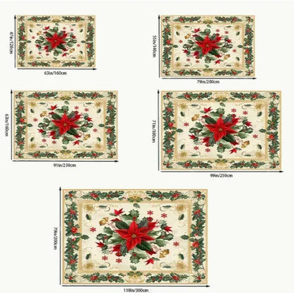 Nutshell Christmas rug featuring vibrant poinsettias and holiday floral design in various sizes