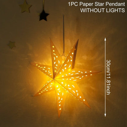 Christmas star paper lantern in a warm golden color, 30cm size, ideal for festive decorations