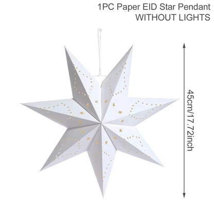 Christmas star paper lantern in white with gold stars, perfect for holiday decorations