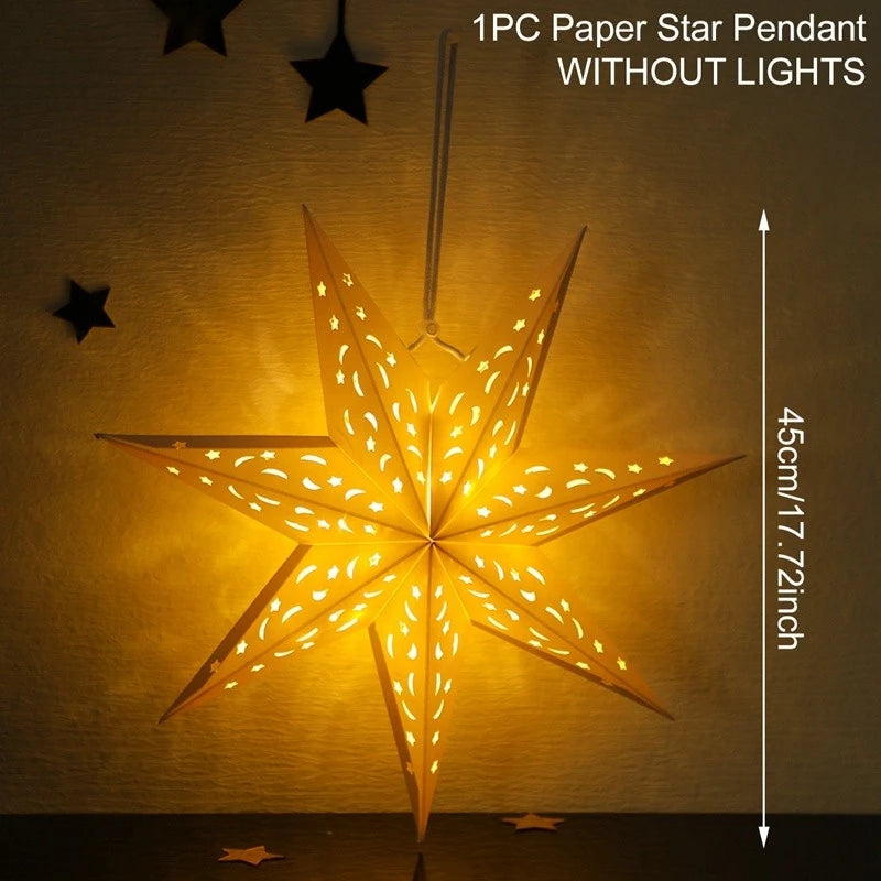 Christmas star paper lantern in gold, 45cm size, designed for festive decorations without lights