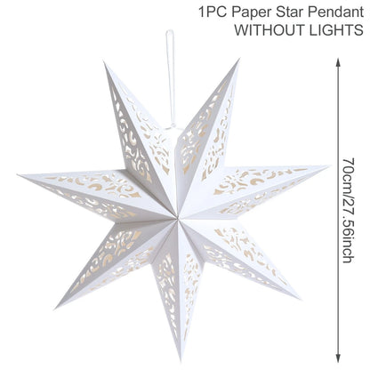 Nutshell Christmas star paper lantern in white with intricate cut-out designs, measuring 70cm