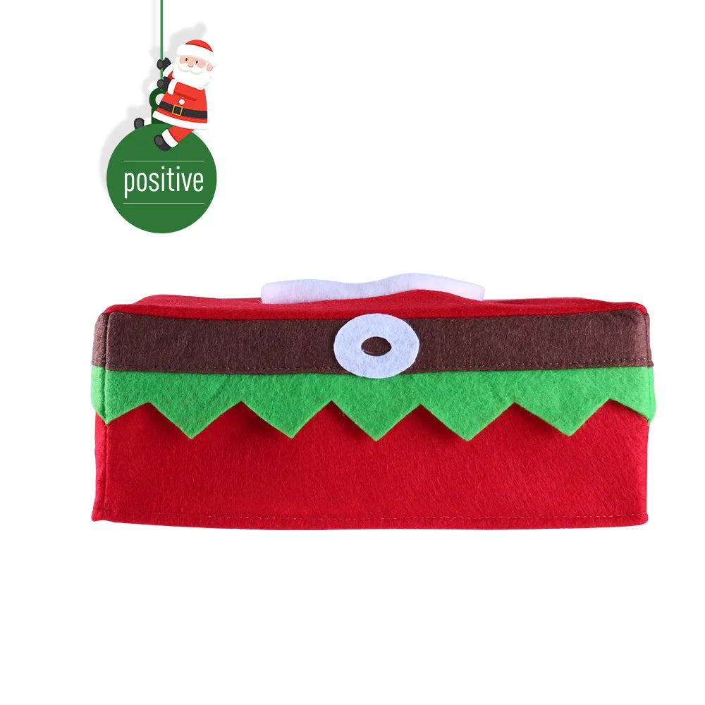 Nutshell Christmas tissue box cover in festive design with red and green felt details