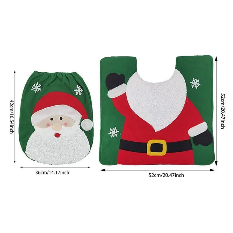 Nutshell Christmas Toilet Cover Set with Santa Claus Design for Holiday Bathroom Decor