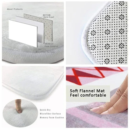 Christmas Tree Round Rug featuring a soft flannel mat and quick-dry microfiber surface for comfort