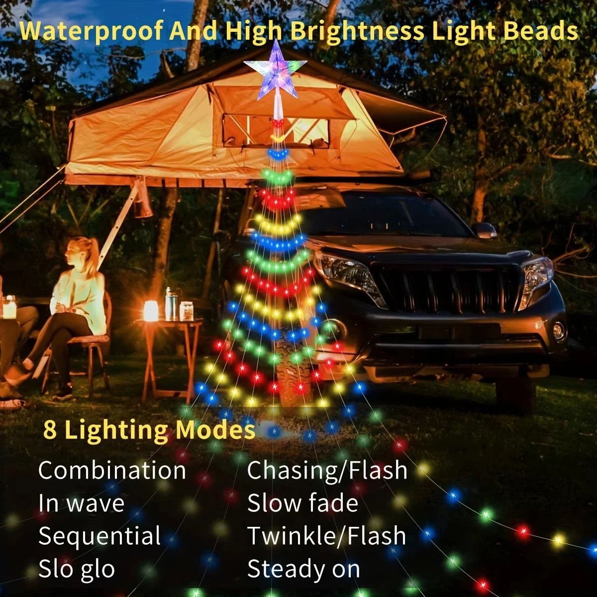 Nutshell Christmas tree shooting star lights with 8 lighting modes and high brightness for festive outdoor decoration