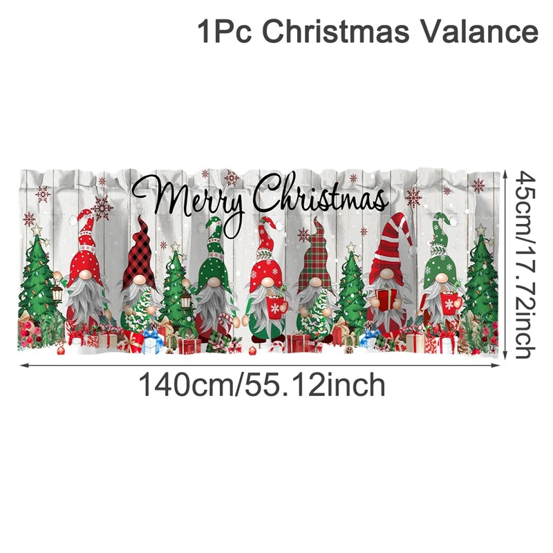 Nutshell Christmas window valances 2025 featuring gnomes and trees with Merry Christmas design