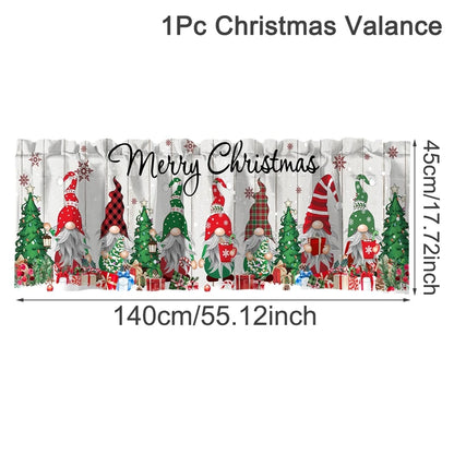 Nutshell Christmas window valances 2025 featuring gnomes and trees with Merry Christmas design