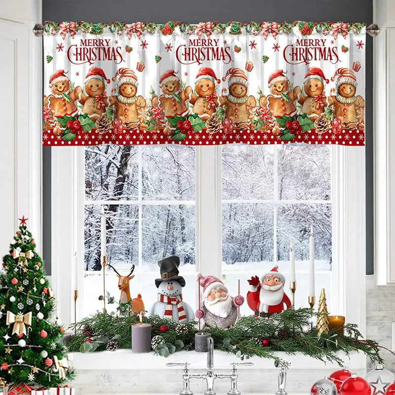 Nutshell Christmas window valances 2025 with festive gingerbread designs and holiday colors