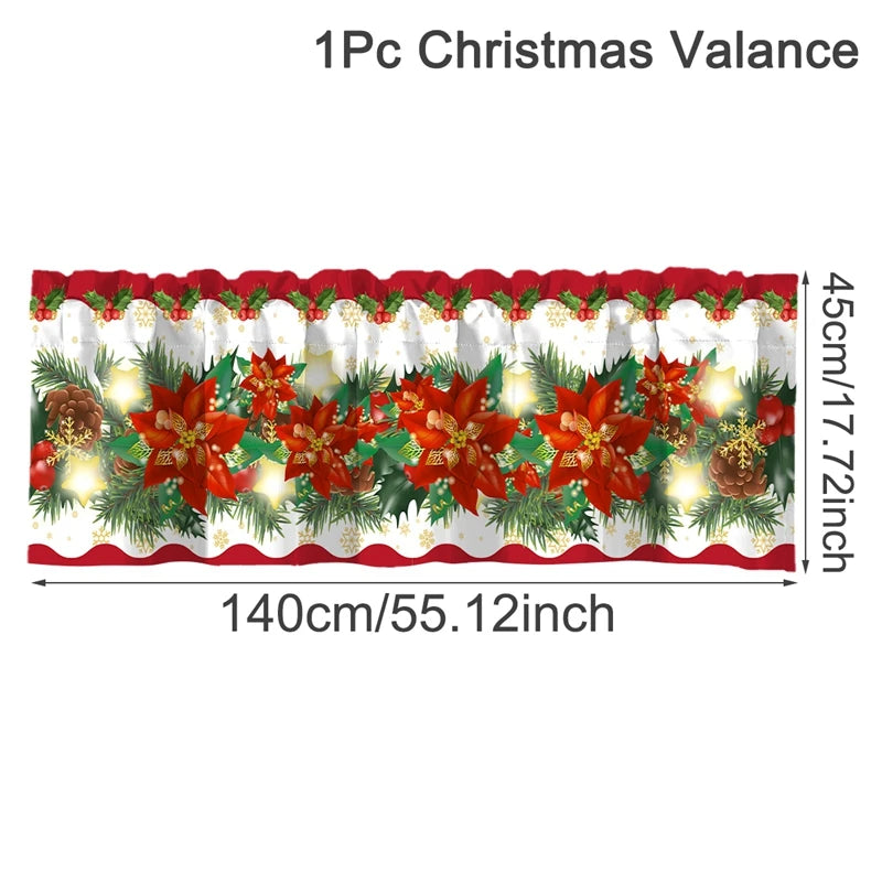 Nutshell Christmas window valances 2025 with festive poinsettia and pinecone design