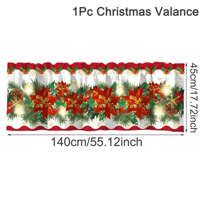 Nutshell Christmas window valances 2025 with festive poinsettia and pinecone design