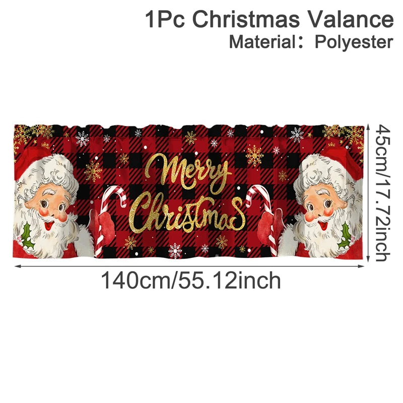 Nutshell Christmas Window Valances 2025 featuring Santa Claus and a festive design in red and black plaid