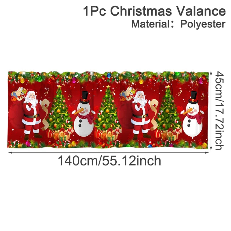 Nutshell Christmas window valances 2025 featuring Santa, snowmen, and Christmas trees in vibrant colors