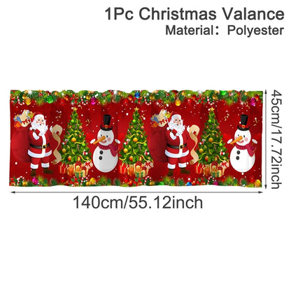 Nutshell Christmas window valances 2025 featuring Santa, snowmen, and Christmas trees in vibrant colors