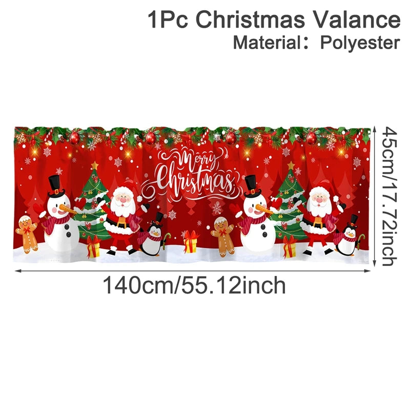 Nutshell Christmas window valances 2025 featuring snowmen, trees, and festive decorations in vibrant colors