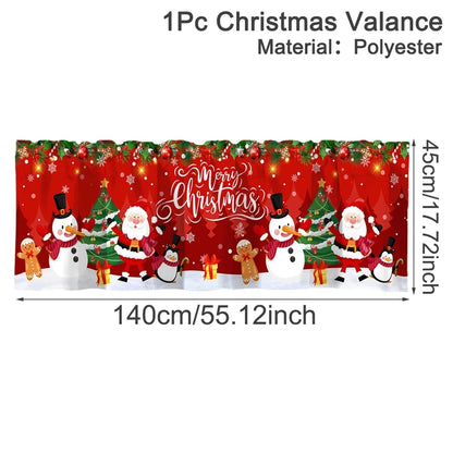 Nutshell Christmas window valances 2025 featuring snowmen, trees, and festive decorations in vibrant colors