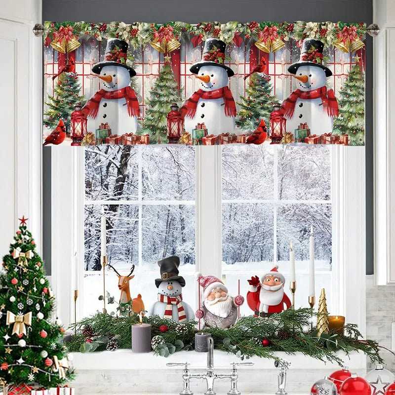 Nutshell Christmas window valances 2025 featuring snowmen and festive decorations for holiday cheer