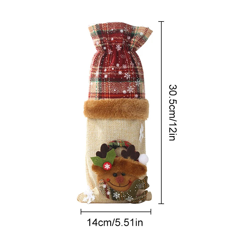 Nutshell Christmas wine bottle covers with festive design and soft plush trim for holiday gifting