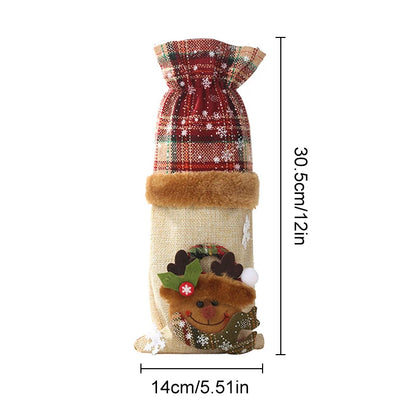 Nutshell Christmas wine bottle covers with festive design and soft plush trim for holiday gifting