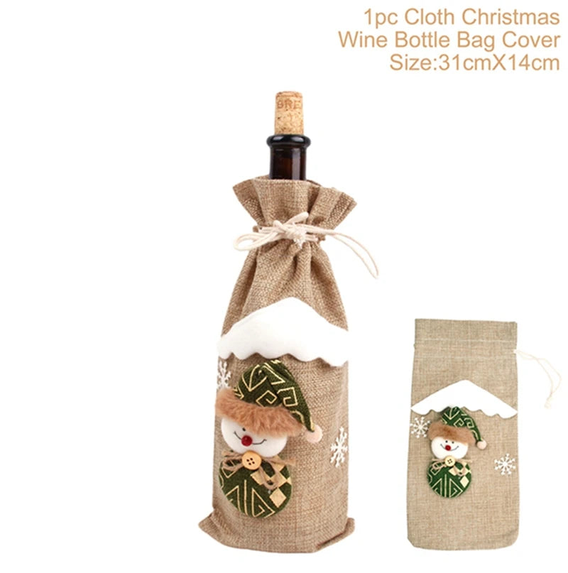 Nutshell Christmas wine bottle covers in cloth with festive designs for holiday gifting