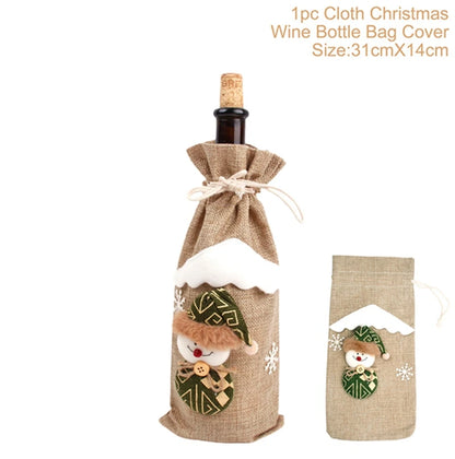 Nutshell Christmas wine bottle covers in cloth with festive designs for holiday gifting