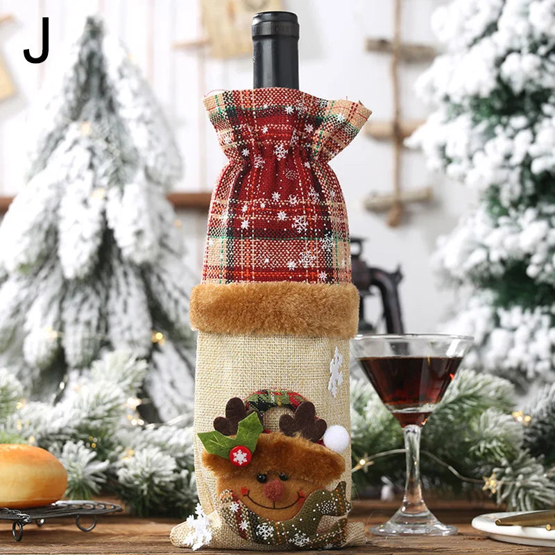 Festive Nutshell Christmas wine bottle covers with a cheerful reindeer design for holiday celebrations