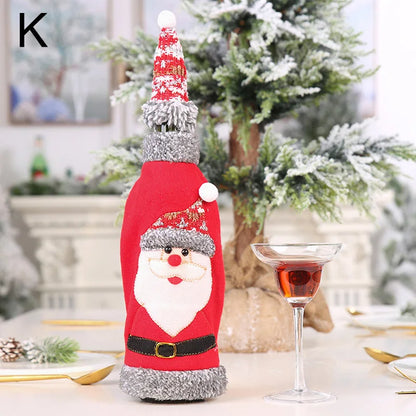 Nutshell Christmas wine bottle covers in red and gray featuring a Santa design for festive celebrations