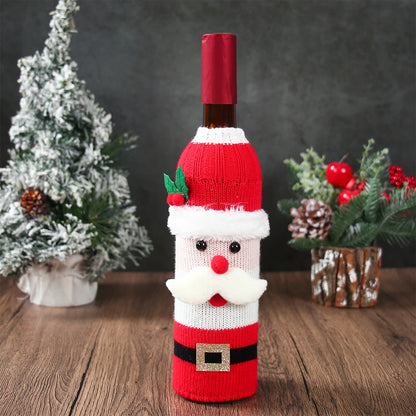 Christmas wine bottle covers set featuring a festive Santa design for holiday celebrations