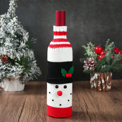 Cute Christmas wine bottle covers set featuring a snowman design for holiday festivities