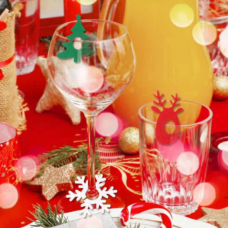 Christmas wine glass charms set featuring festive designs for holiday entertaining and celebrations