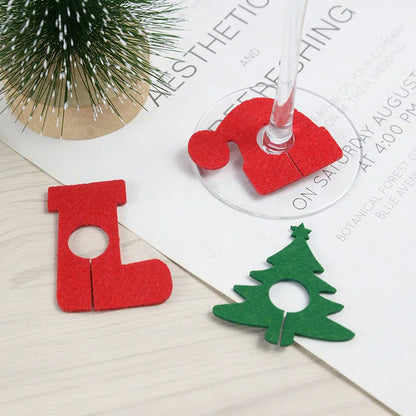 Nutshell Christmas wine glass charms set featuring festive designs like Santa hat, Christmas tree, and stockings