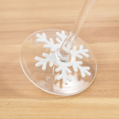 Christmas wine glass charms set with elegant snowflake design for festive gatherings