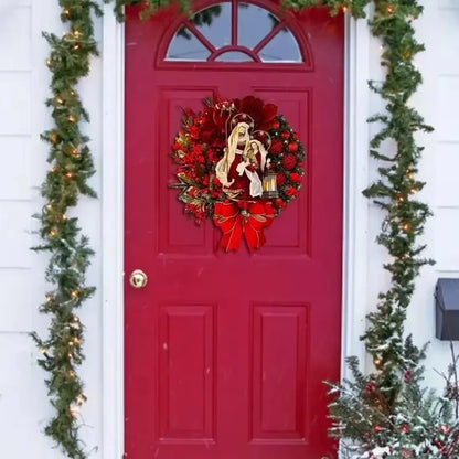 Colorful Christmas Wreath With Lantern featuring festive decorations and vibrant floral elements