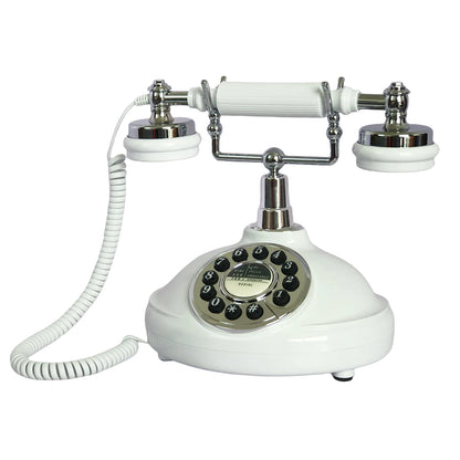 Nutshell Classic Vintage Landline Phone in white with rotary dial and stylish design