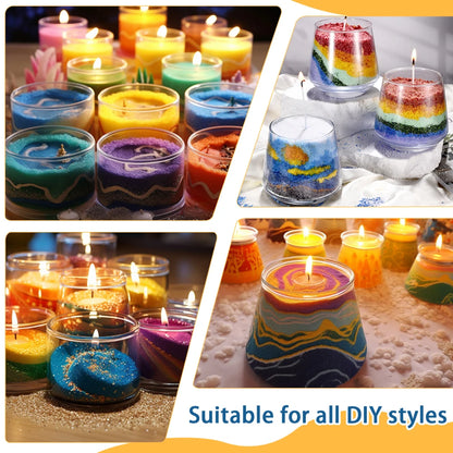 Nutshell colorful candles made with vibrant colored candle sand perfect for DIY decoration projects