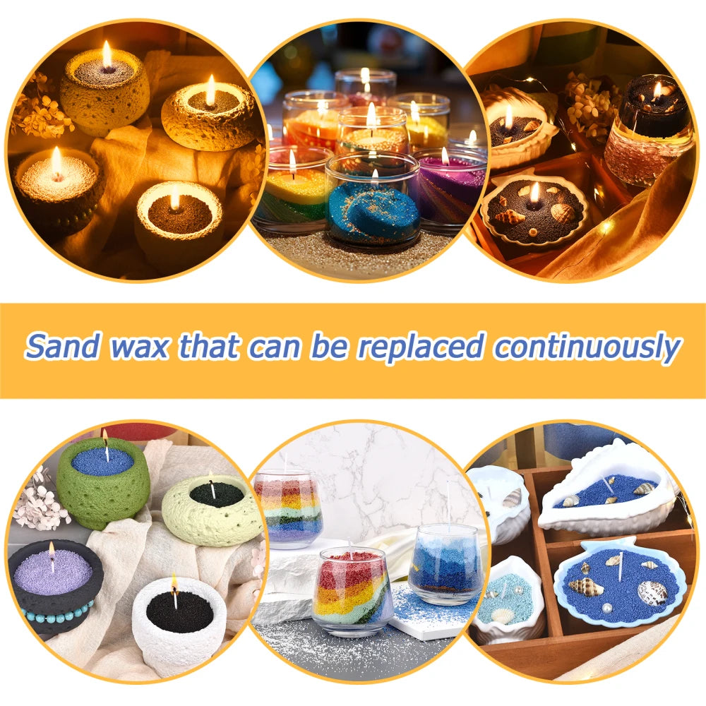 Nutshell colored candle sand in various vibrant colors used in decorative candles and sand wax holders